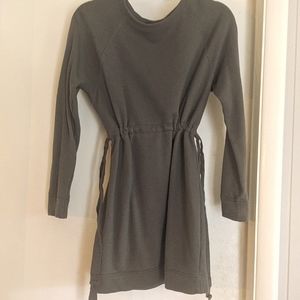 Athleta olive green terry dress with adjustable cinch waist size Small